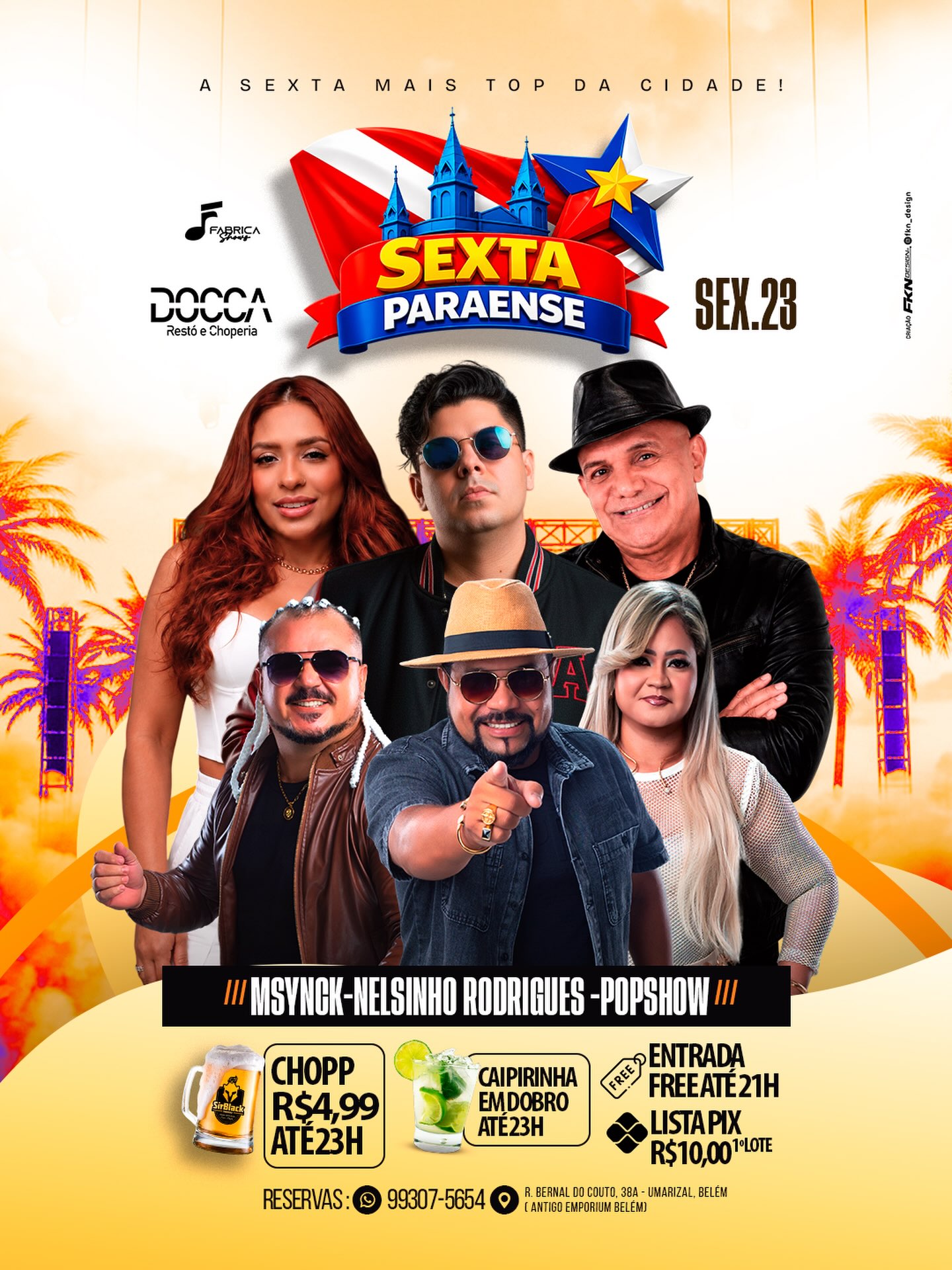 Flyer de Banda Msynck, Nelsinho e Pop Show