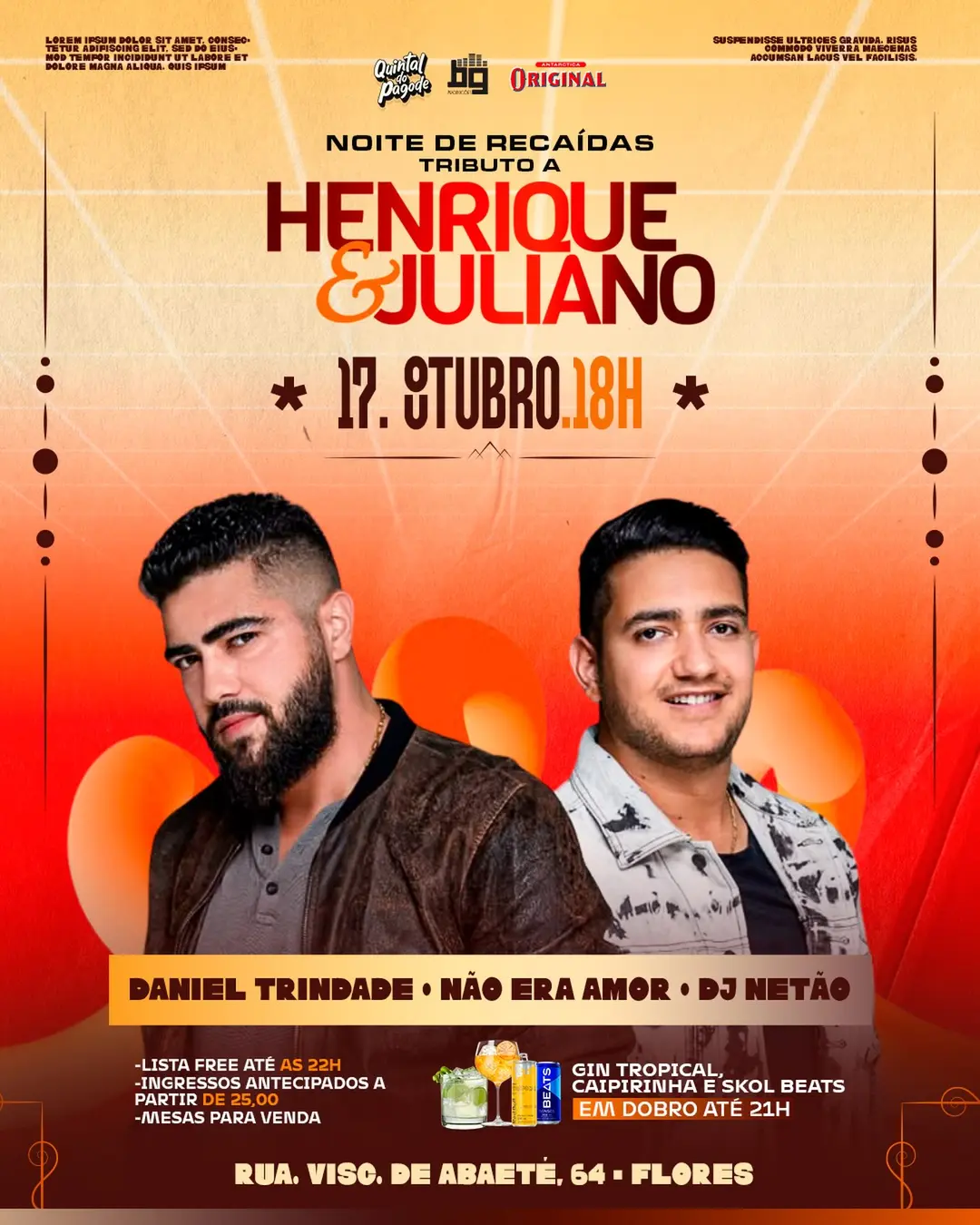 Flyer de Daniel Trindade, Não Era Amor e DJ Netão