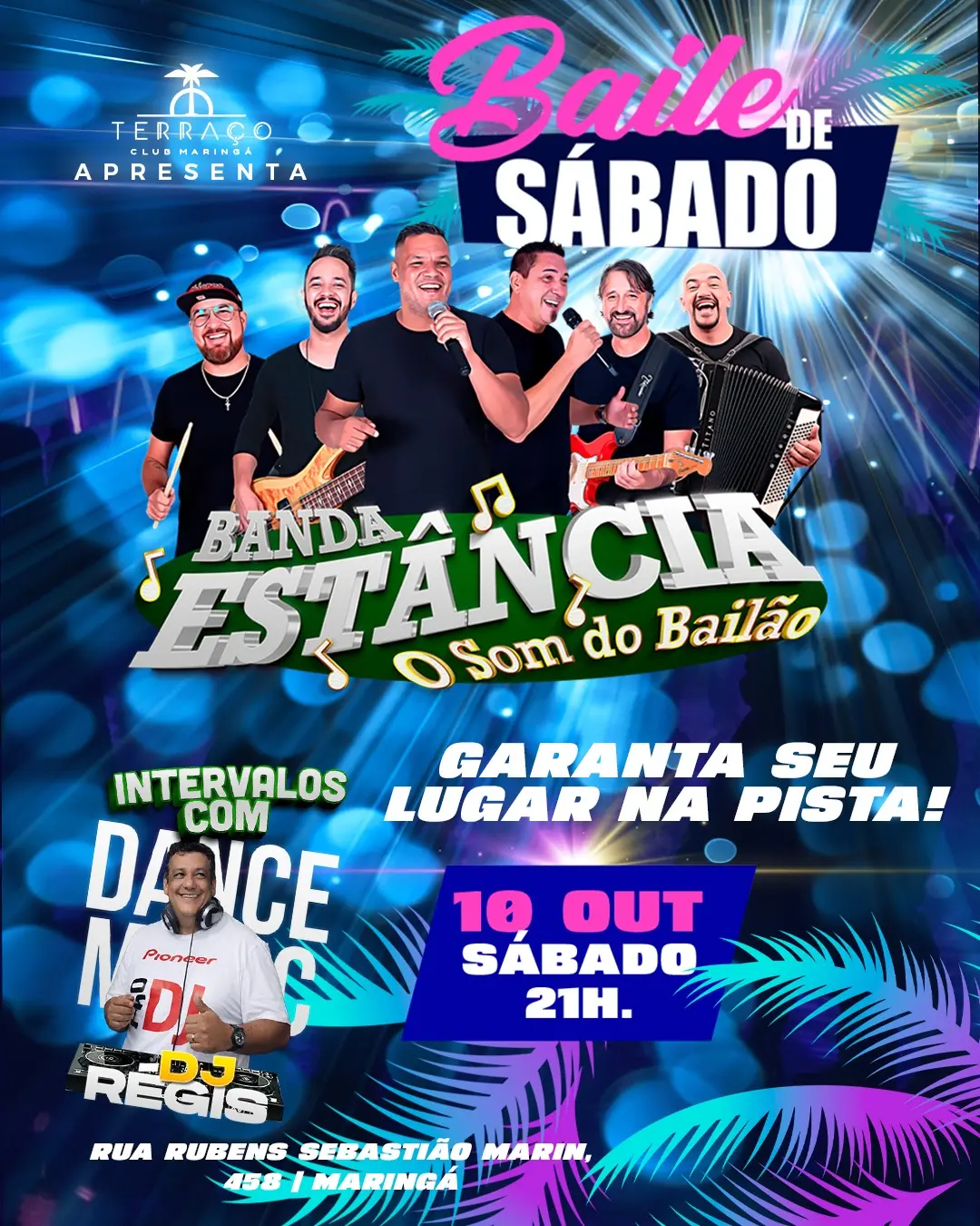 Flyer de Banda Estância e DJ Régis