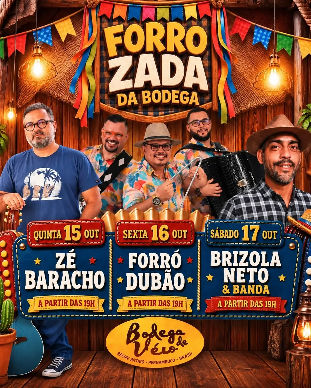 Flyer de Banda Forró Dubão, Zé Baracho e Brizola Neto & Banda