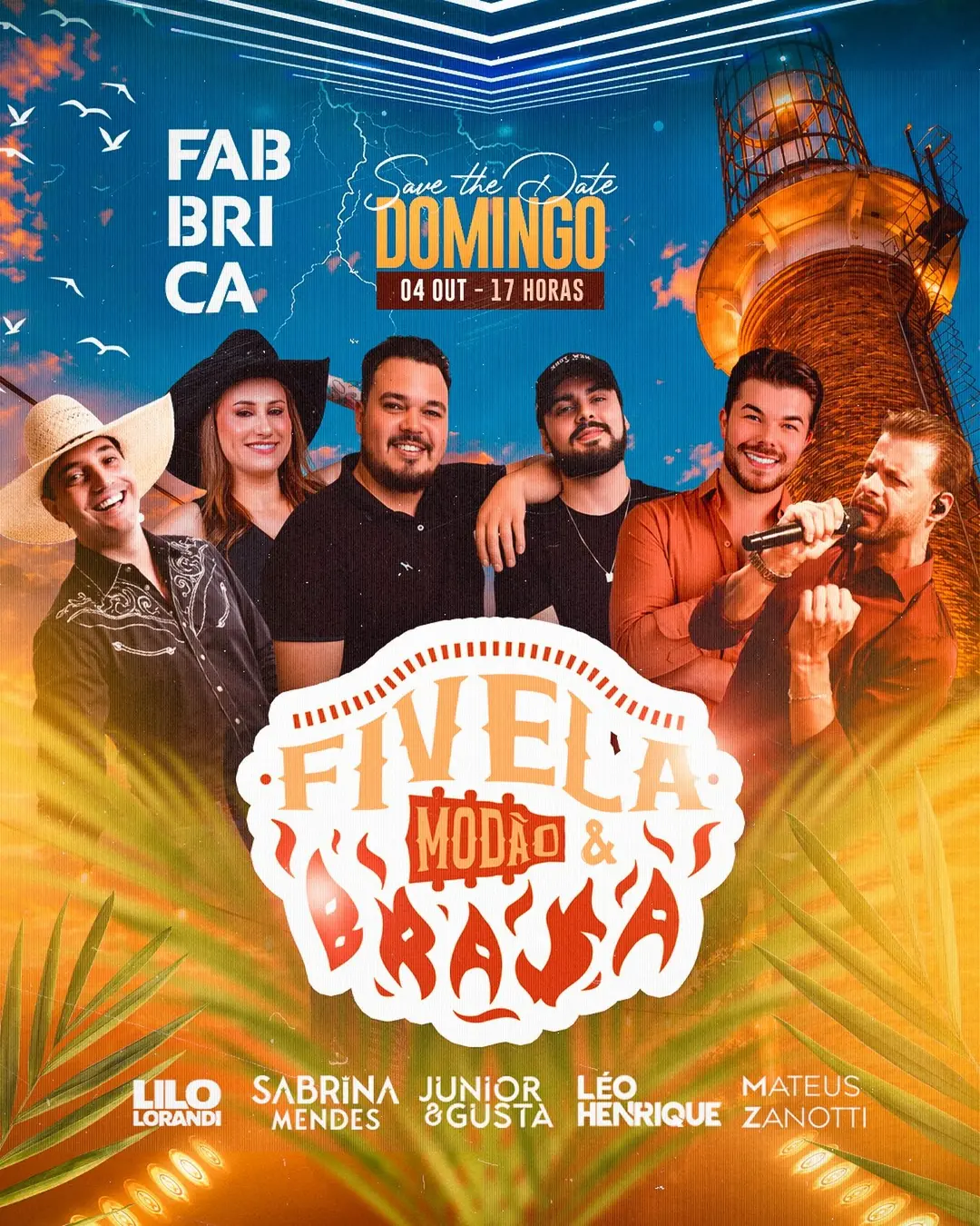Flyer de Sabrina Mendes, Junior & Gusta e mais 3 artistas