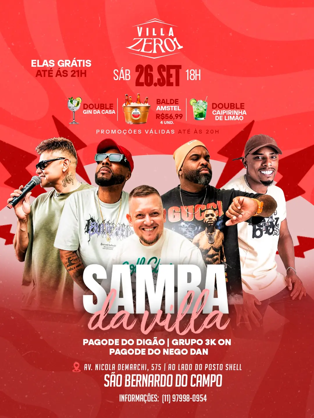 Flyer de Grupo 3K-ON, Pagode do Digão e Pagode do Nego Dan