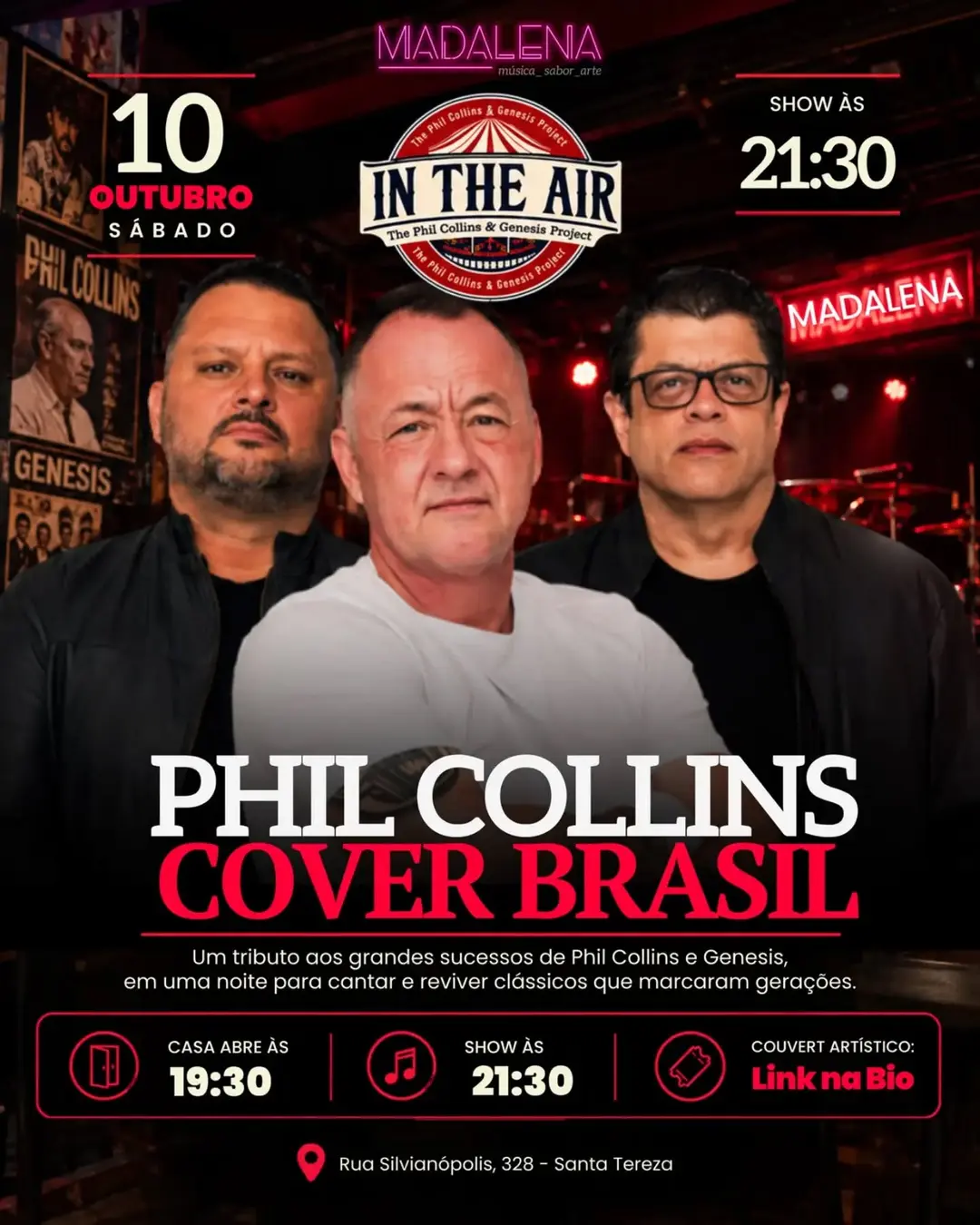 Flyer de Phil Collins Cover Brasil e IN THE AIR - Phil Collins Cover Brasil