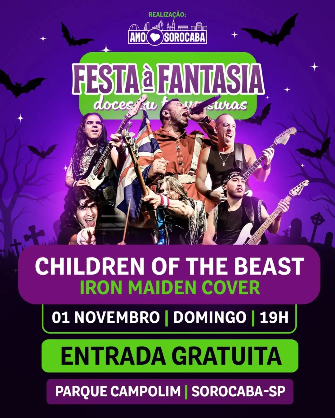 Flyer de Children of the Beast e Banda Jam Go! Livre