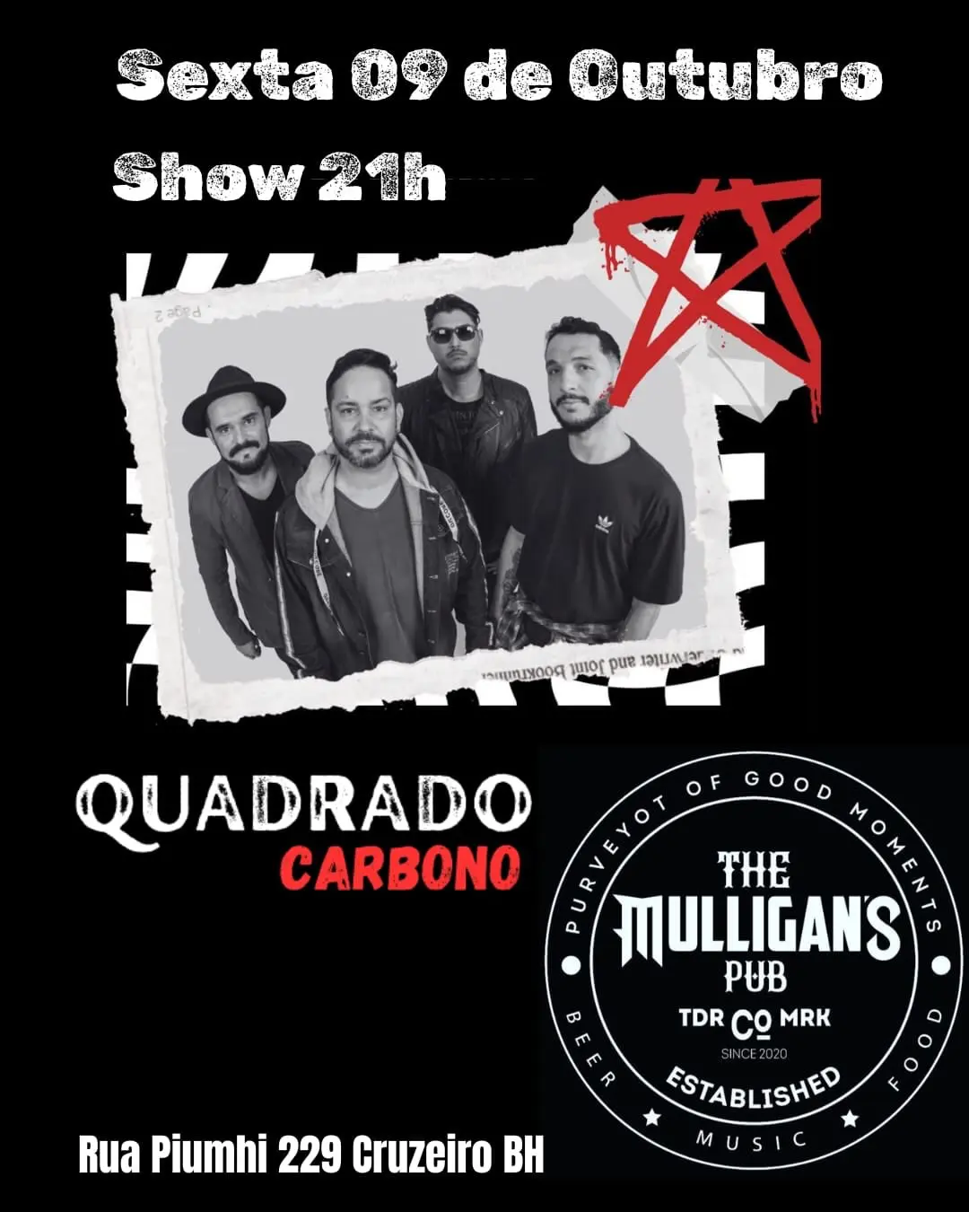 Flyer de Quadrado Carbono, Banda Junkheads e Junkheads