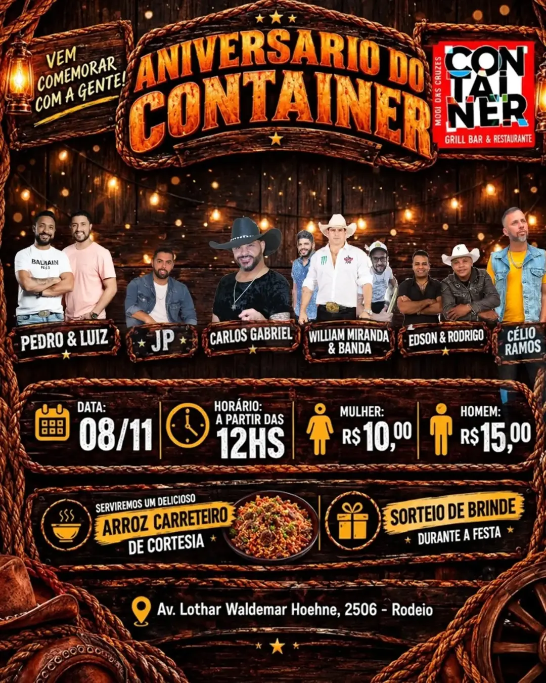 Flyer de Pedro & Luiz, JP, Carlos Gabriel e mais 3 artistas