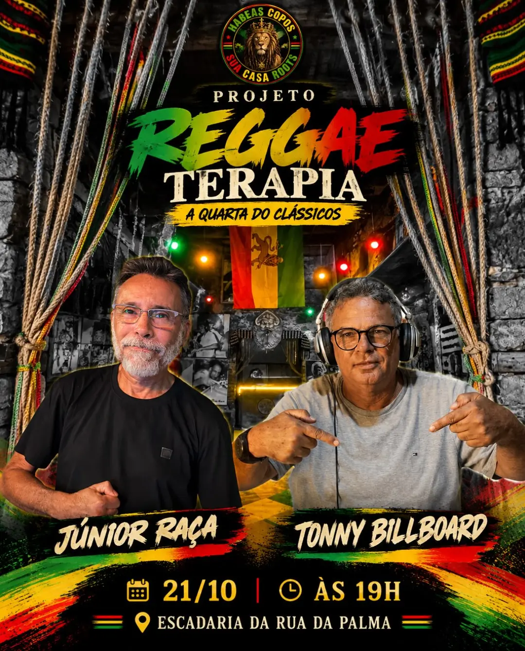 Flyer de DJs Júnior Raça e Tonny Billboard