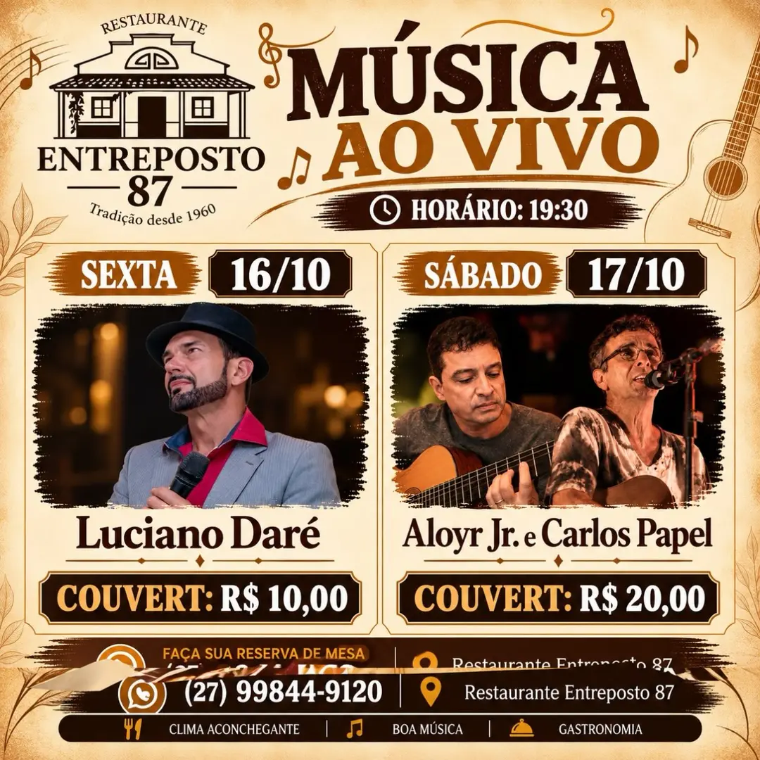 Flyer de Luciano Daré e Aloyr Jr. & Carlos Papel