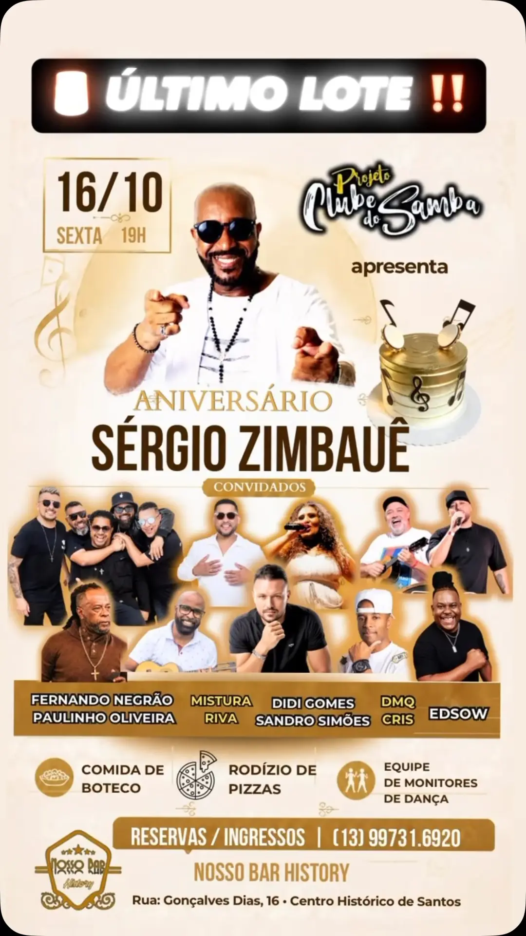 Flyer de Sérgio Zimbaue, Fernando Negrão e mais 6 artistas