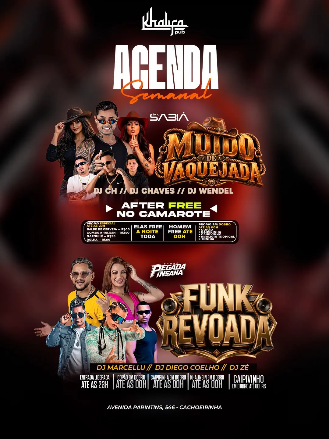 Flyer de Banda Pegada Insana, Marcellu Marques e mais 2 artistas