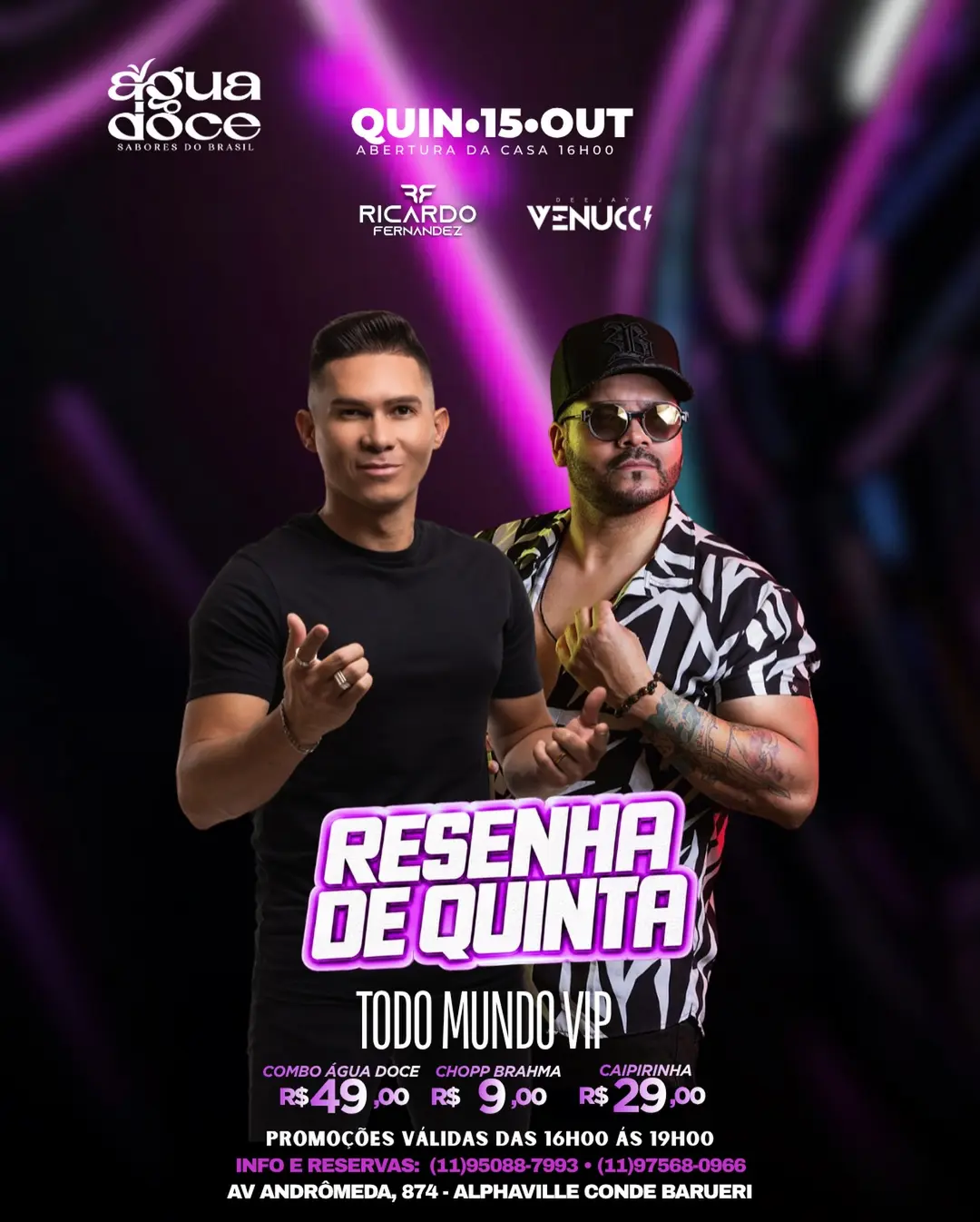 Flyer de DJ Venucci e Ricardo Fernandez