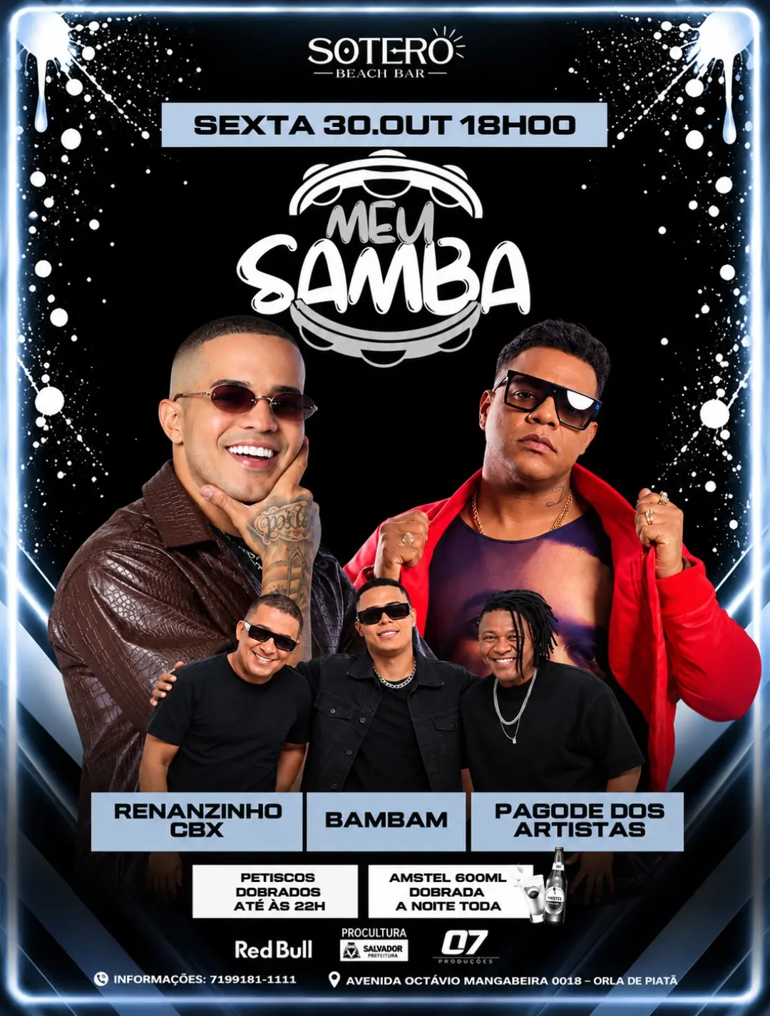 Flyer de Pagode dos Artistas, Kau Soares e mais 6 artistas