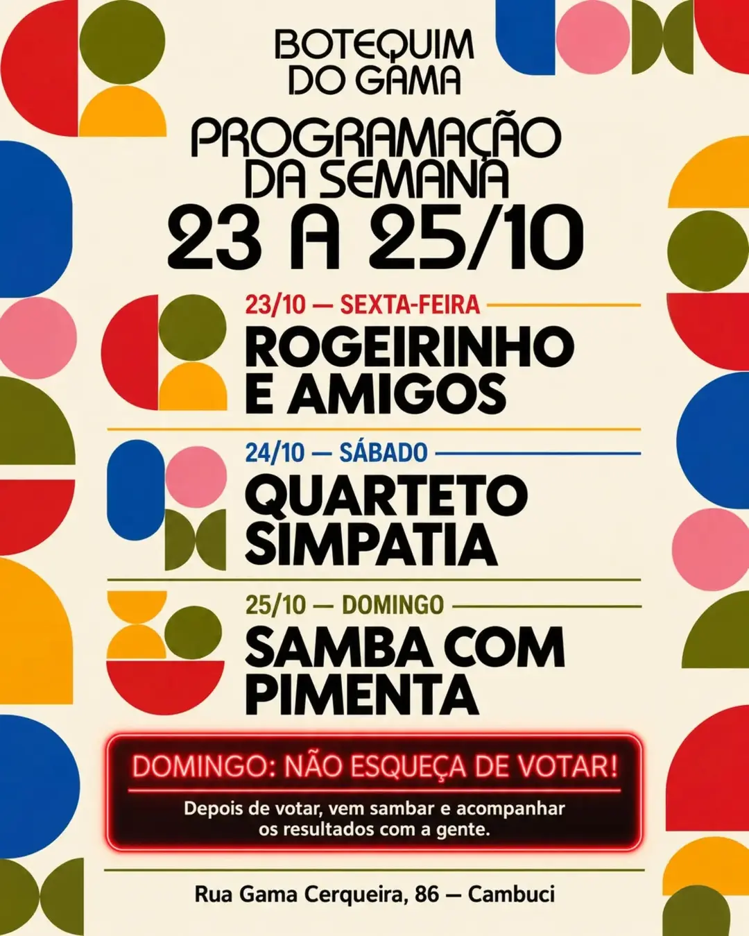 Flyer de Samba com Pimenta, Rogeirinho e Amigos e mais 1 artista