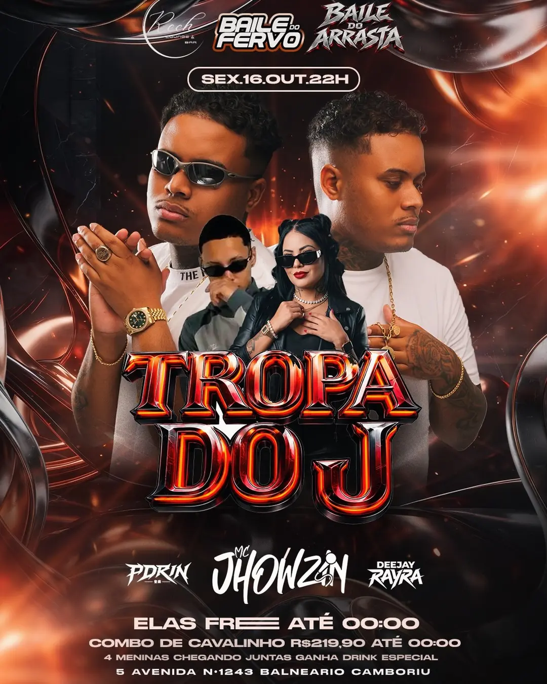 Flyer de Pdrin, Jota, Rayra Santana e Tropa do J