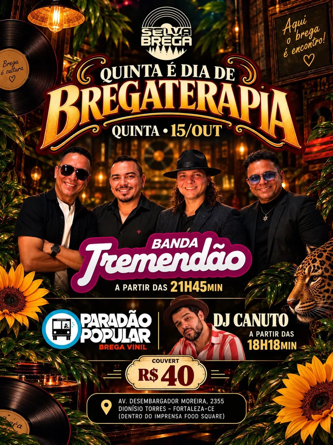 Flyer de Banda Tremendão, Paradão Popular e DJ Canuto