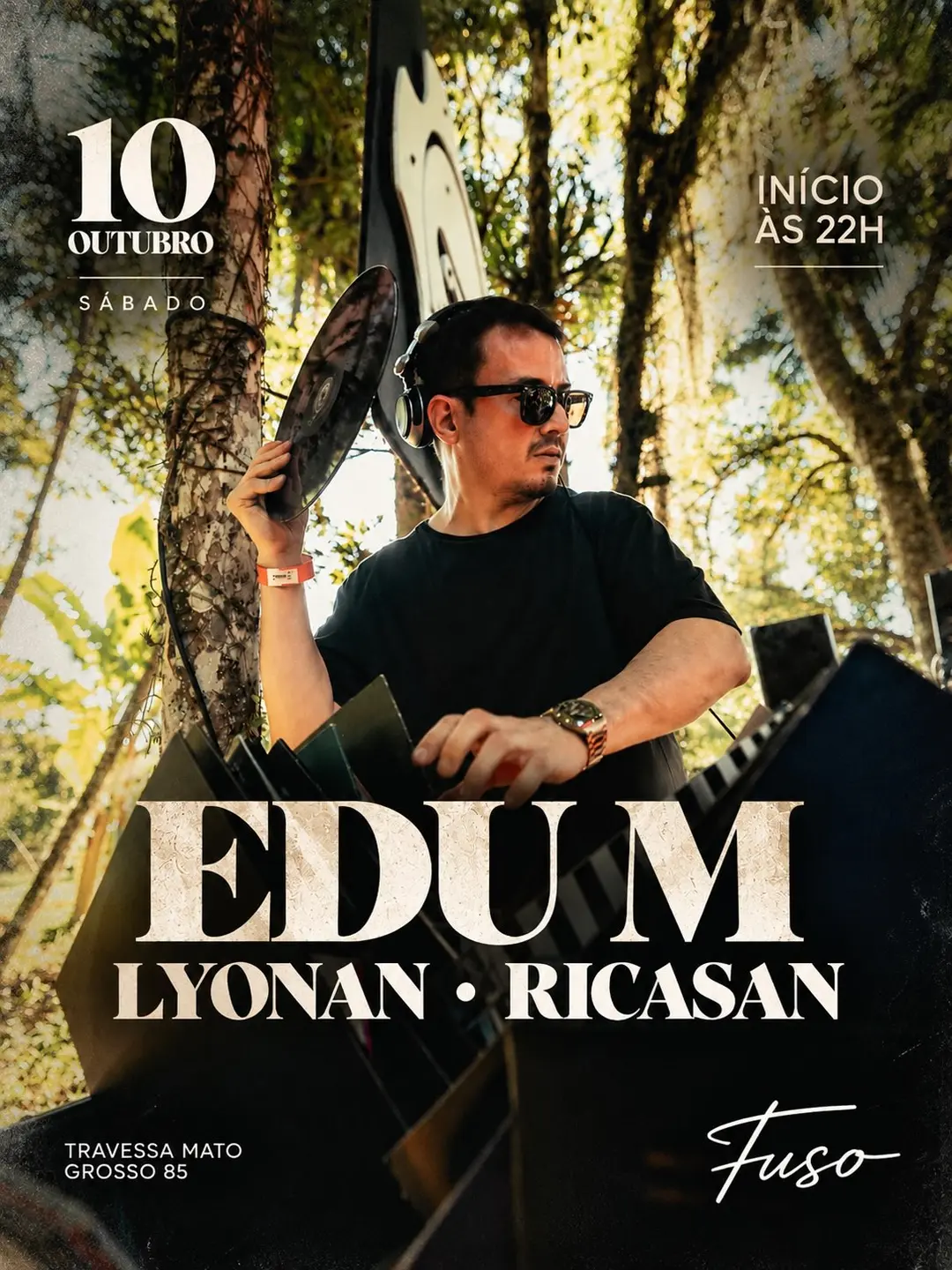 Flyer de Edu M, lyonan__ e Ricasan