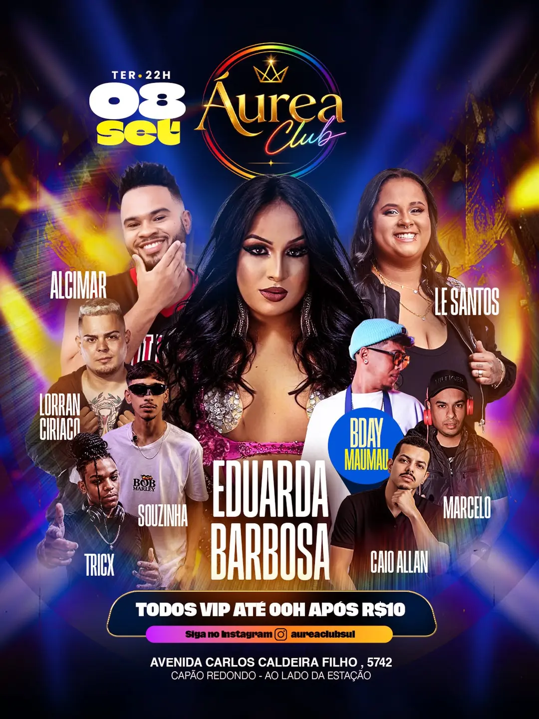 Flyer de DJ Alcimar, Marcelo, Eduarda Barbosa e mais 5 artistas