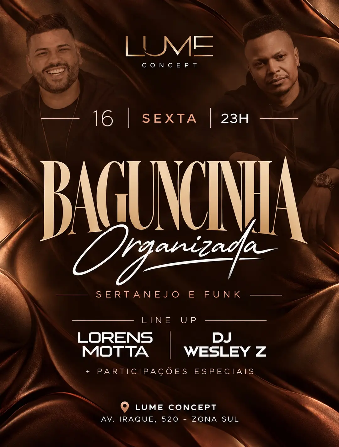 Flyer de Lorens Motta e DJ Wesley Z