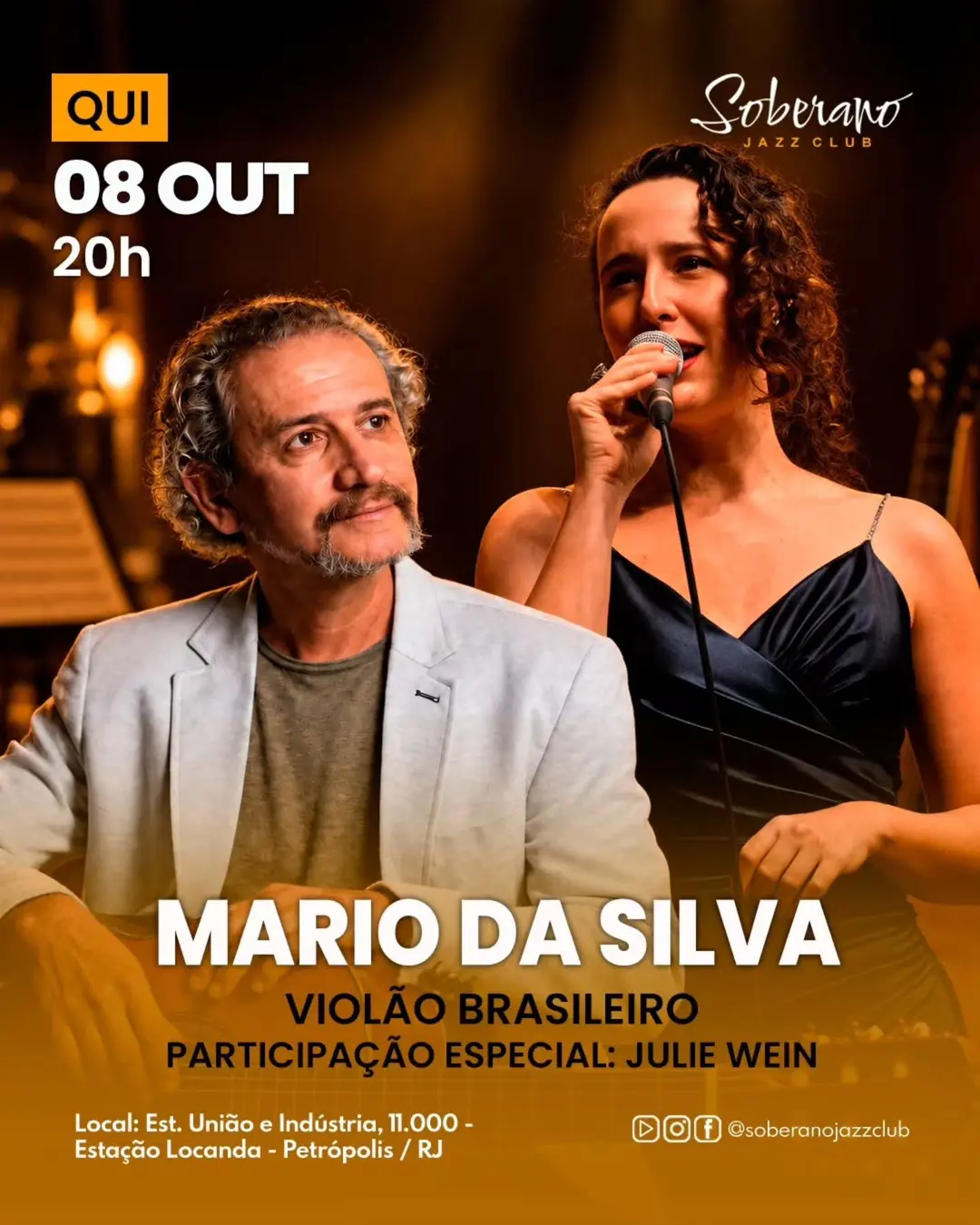 Flyer de Mario da Silva, Julie Wein e Janelas Sonoras do Violão