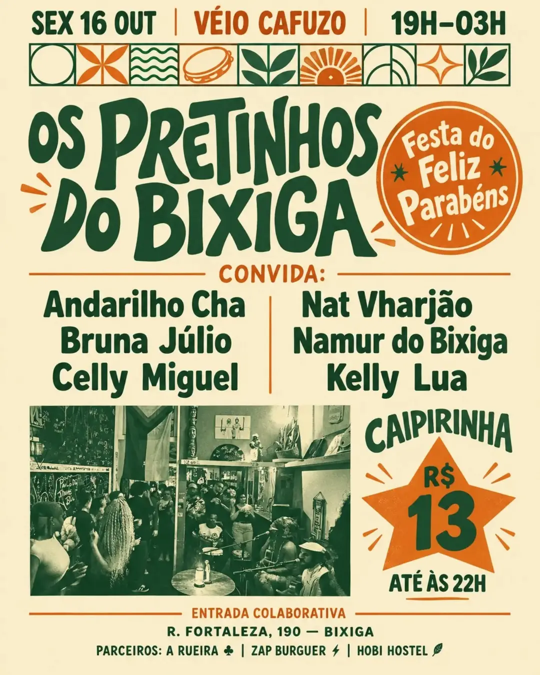 Flyer de Bruna Julio, Nat Vharjão e mais 4 artistas