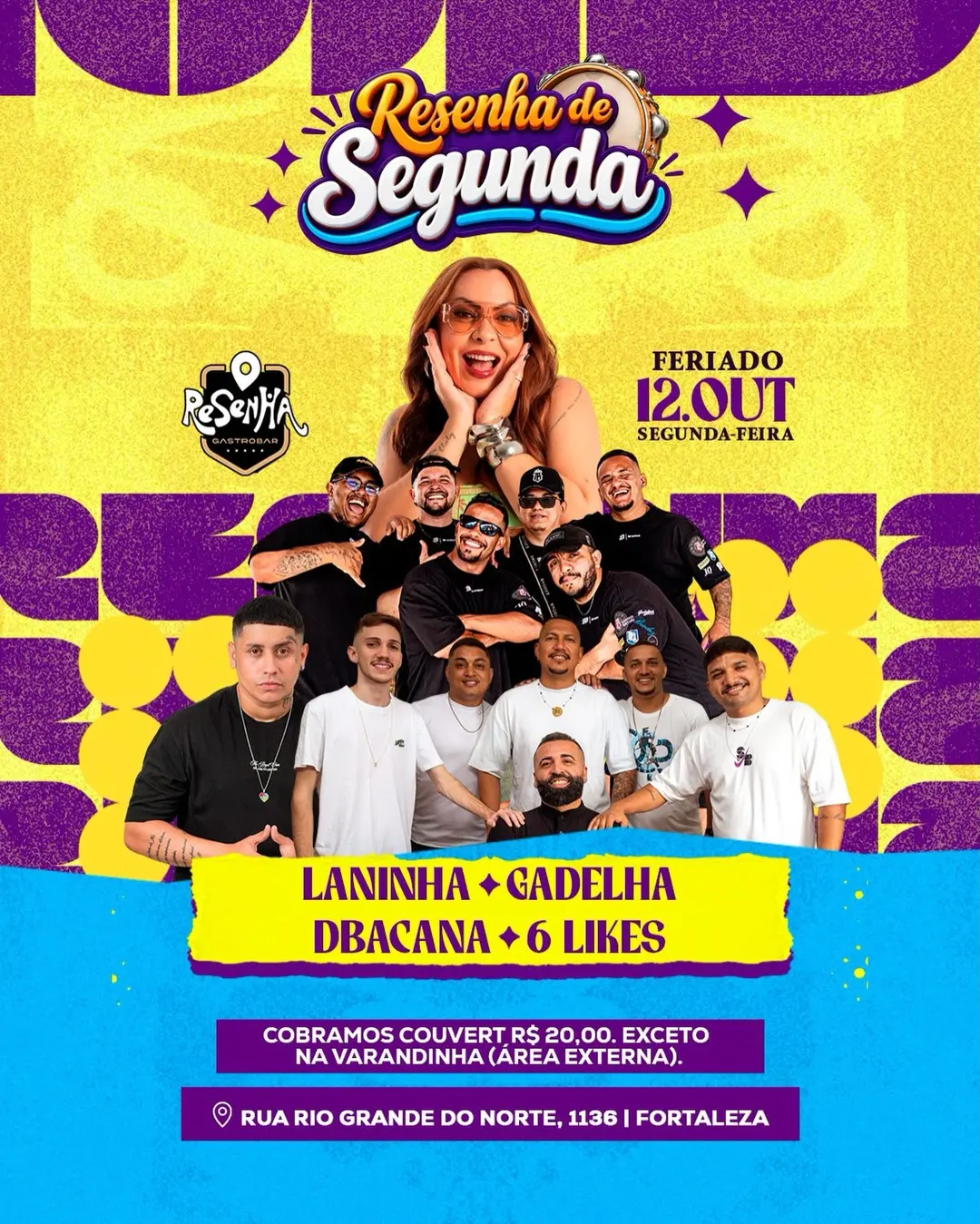Flyer de Laninha, Gadelha, Bacana e 6 Likes