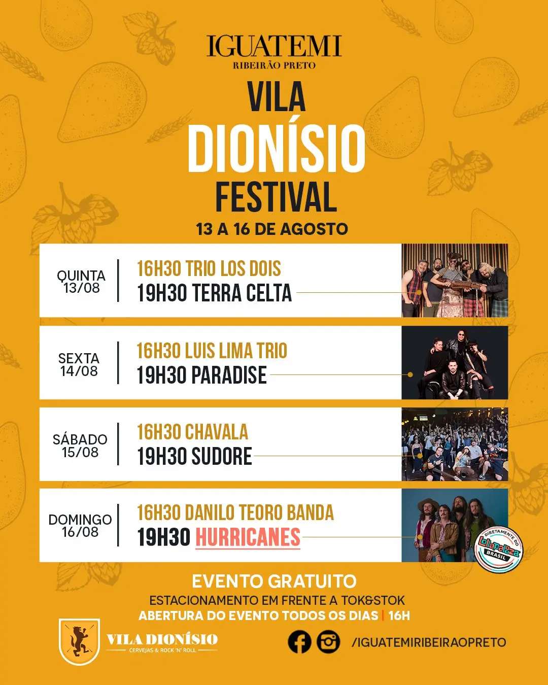 Flyer de Hurricanes e DANILO TEORO BANDA