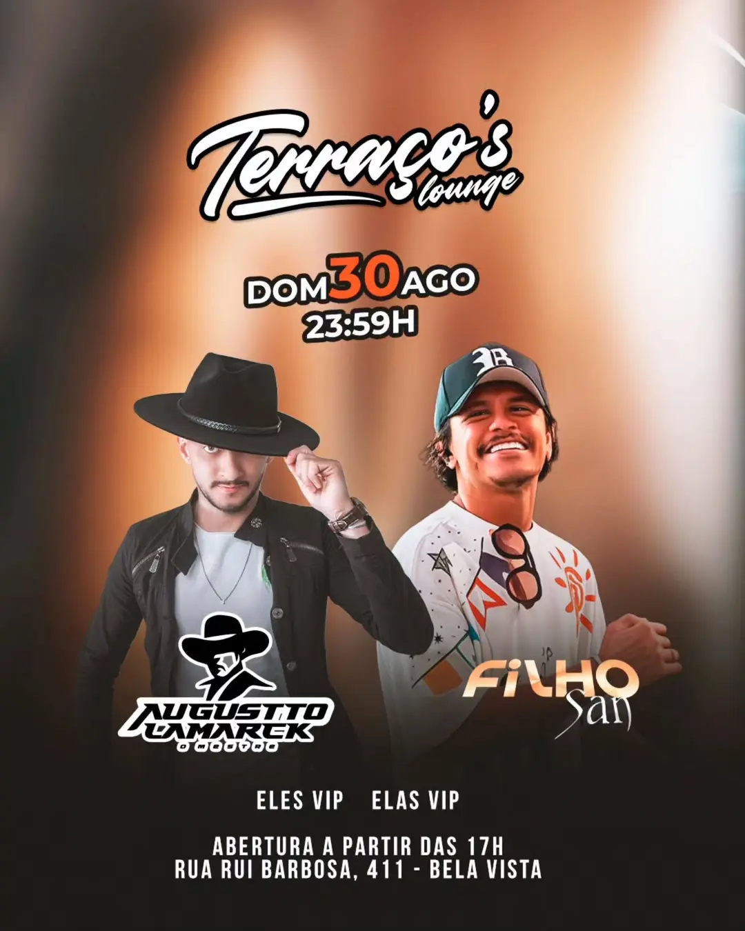 Flyer de Augustto Lamarck e Filho San