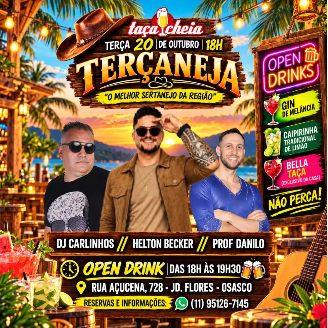 Flyer de DJ Carlinhos, Helton Becker e Prof. Danilo