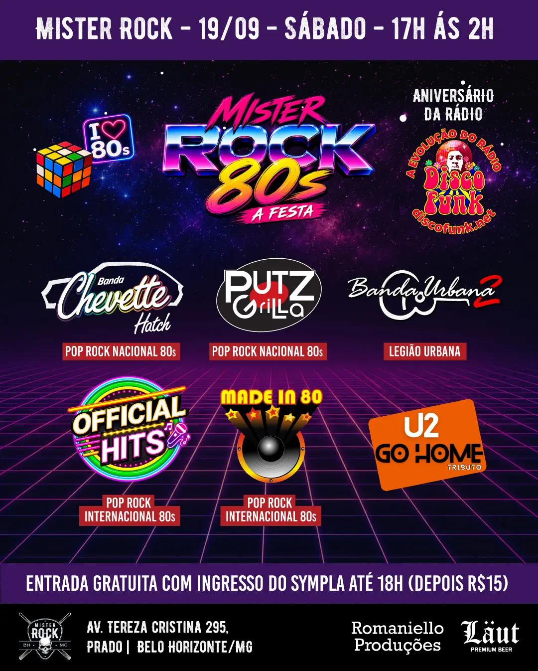 Flyer de Banda Chevette Hatch, Banda Urbana 2 e mais 4 artistas