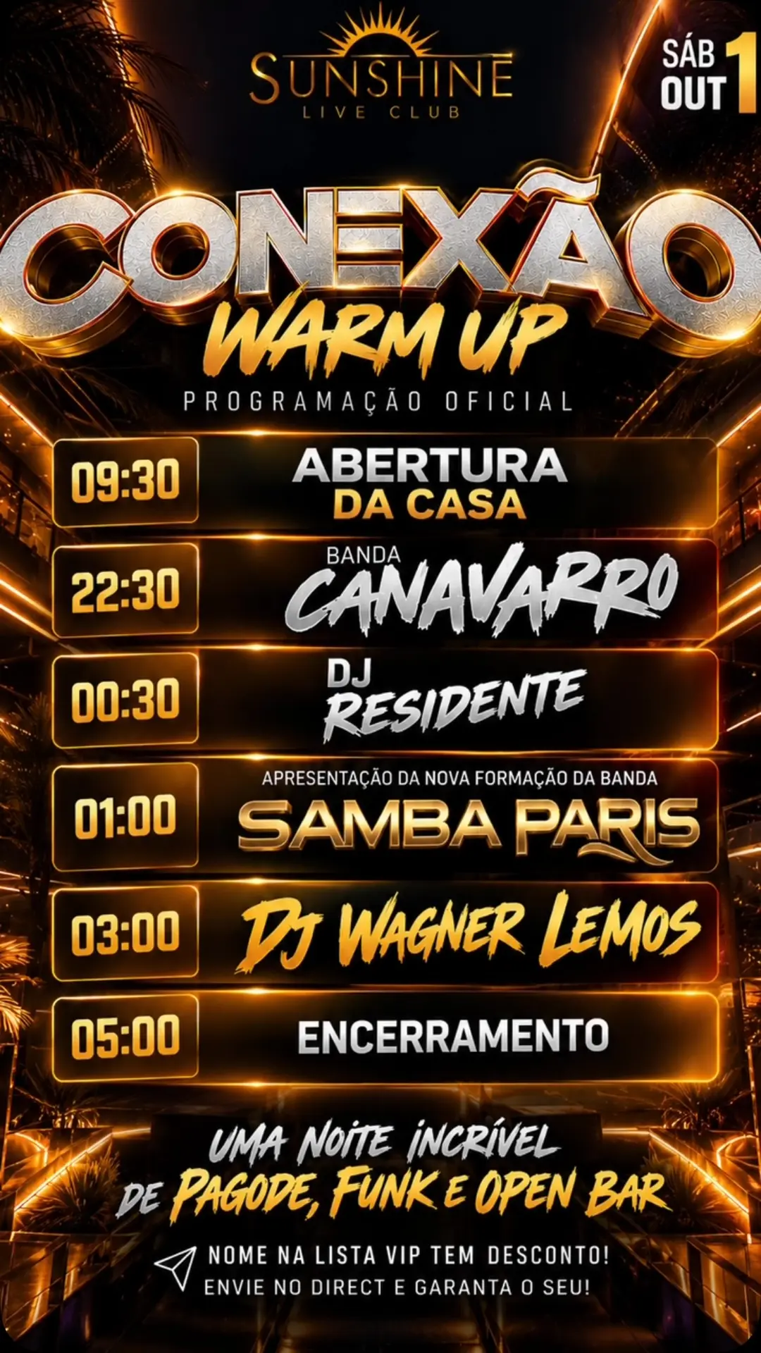Flyer de Banda Canavarro, Samba Paris e DJ Wagner Lemos