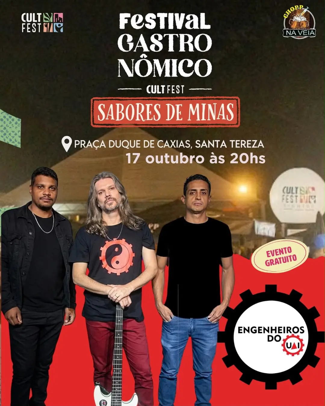 Flyer de Engenheiros do Uai, Santhuzza e mais 4 artistas