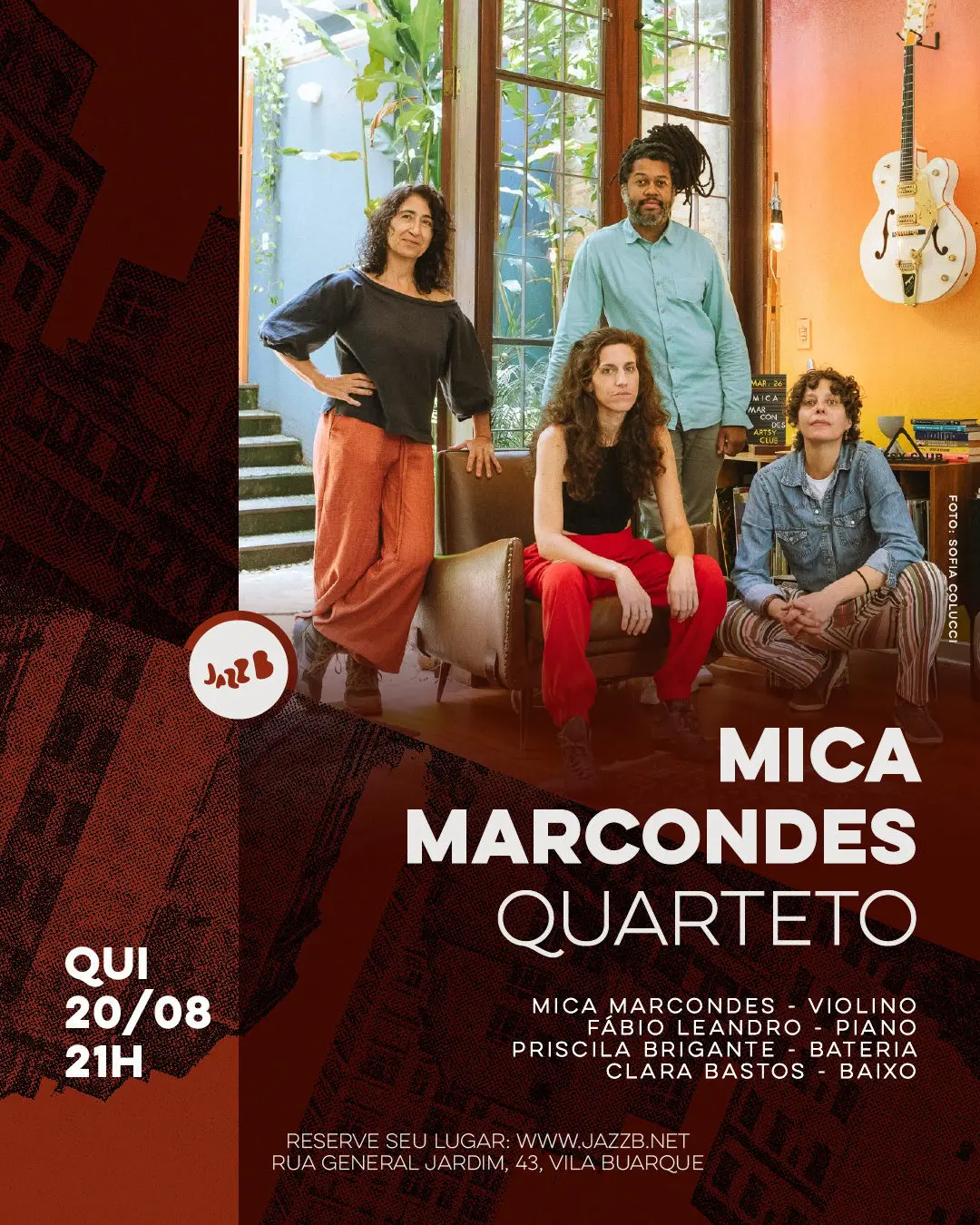 Flyer de Mica Marcondes Quarteto