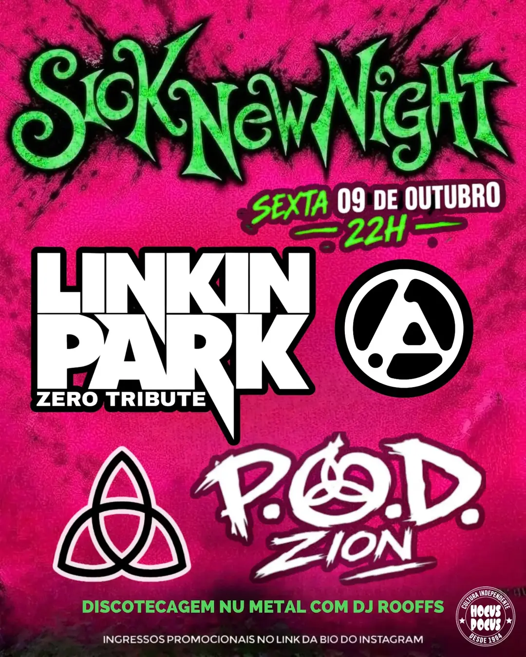 Flyer de Zero, Zion, P.O.D. ZION e DJ Rooffs