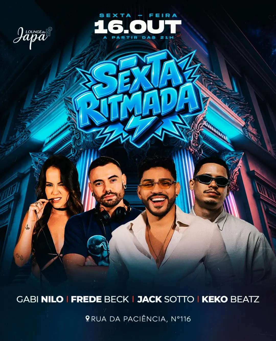 Flyer de Frederico Beck, Jack Sotto, kekobeatz e gabrielanilo