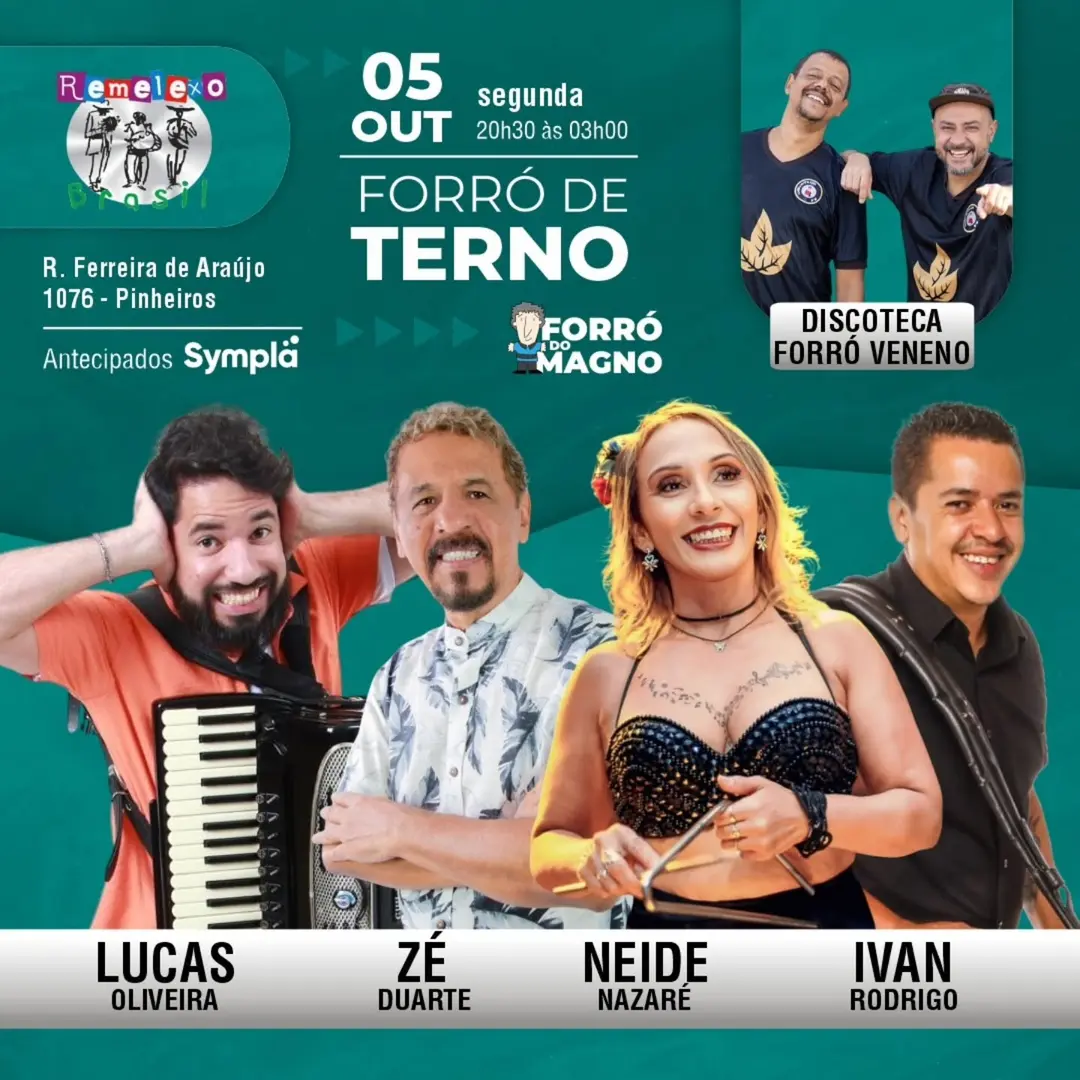 Flyer de Neidenazareoficial, Forró de Terno e mais 5 artistas