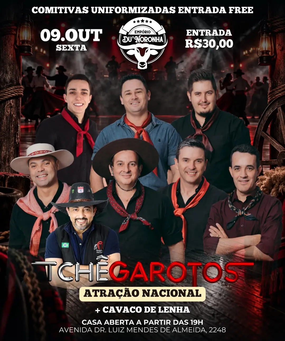 Flyer de Tchê Garotos e Cavaco de Lenha
