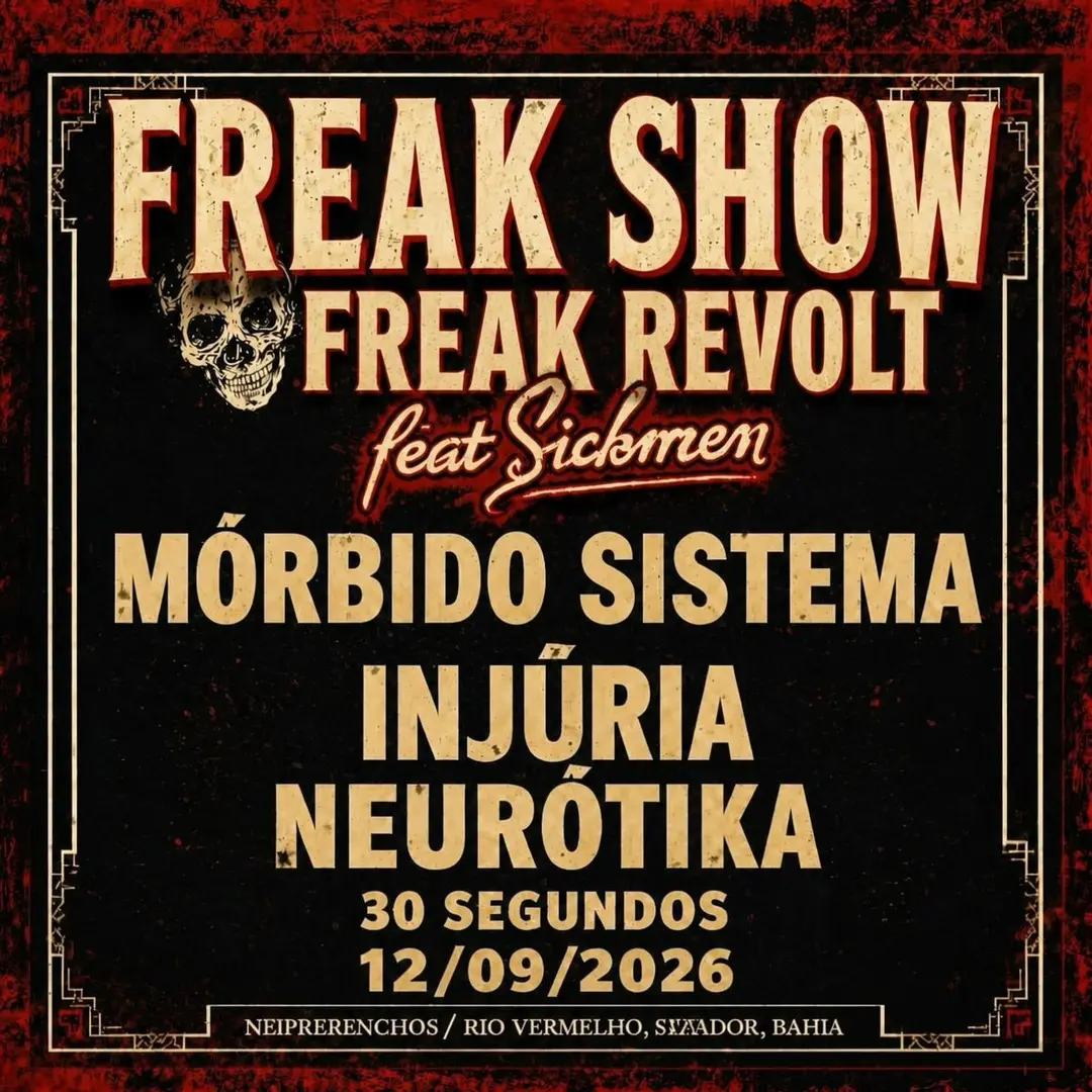 Flyer de Mórbido Sistema, Injúria e mais 4 artistas