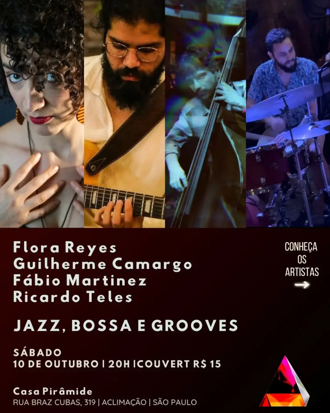 Flyer de Flora Reyes, Guilherme Camargo e mais 2 artistas