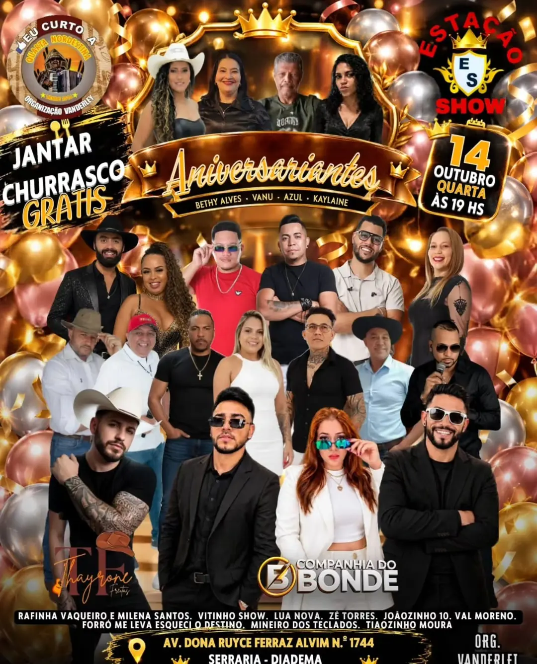 Flyer de Lua Nova, Vitinho Show, Bethy Alves e mais 12 artistas