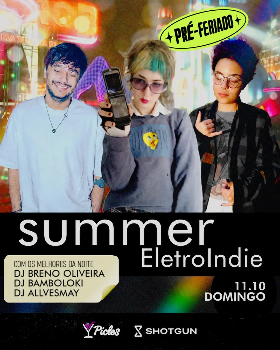 Flyer de May Allves, Buzz Darko e DJ BRENO OLIVEIRA