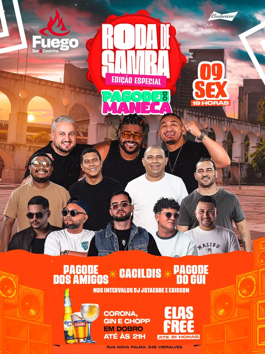 Flyer de Grupo Cacildis, Pagode do Gui e mais 3 artistas