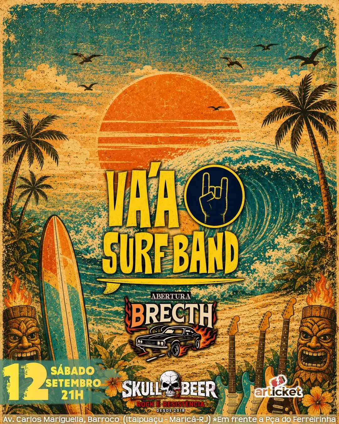 Flyer de Vaa Surf Band e Banda Brecth