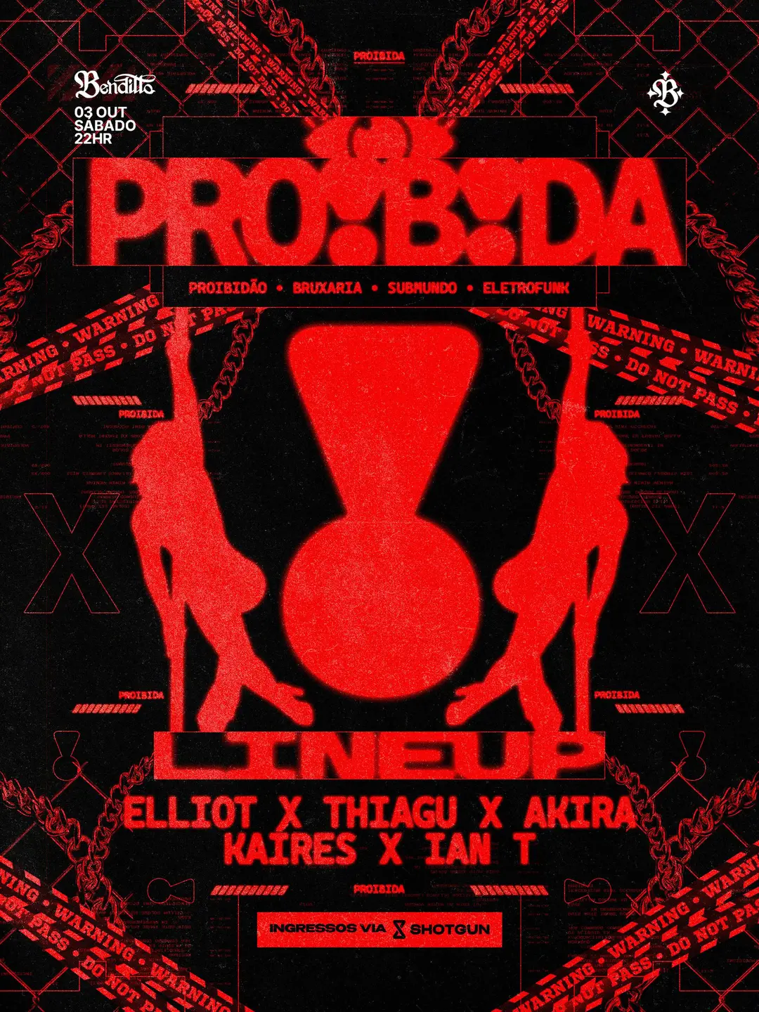 Flyer de DJ AKIRA, Thiago Cosme, DJ Kaires, ELLIOT e IAN T