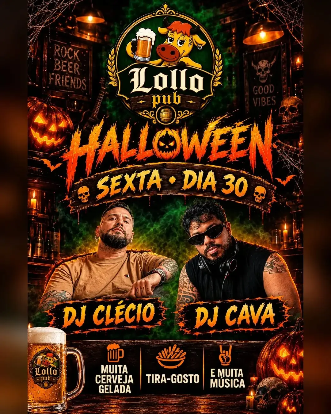 Flyer de Cava Music e DJ Clecio