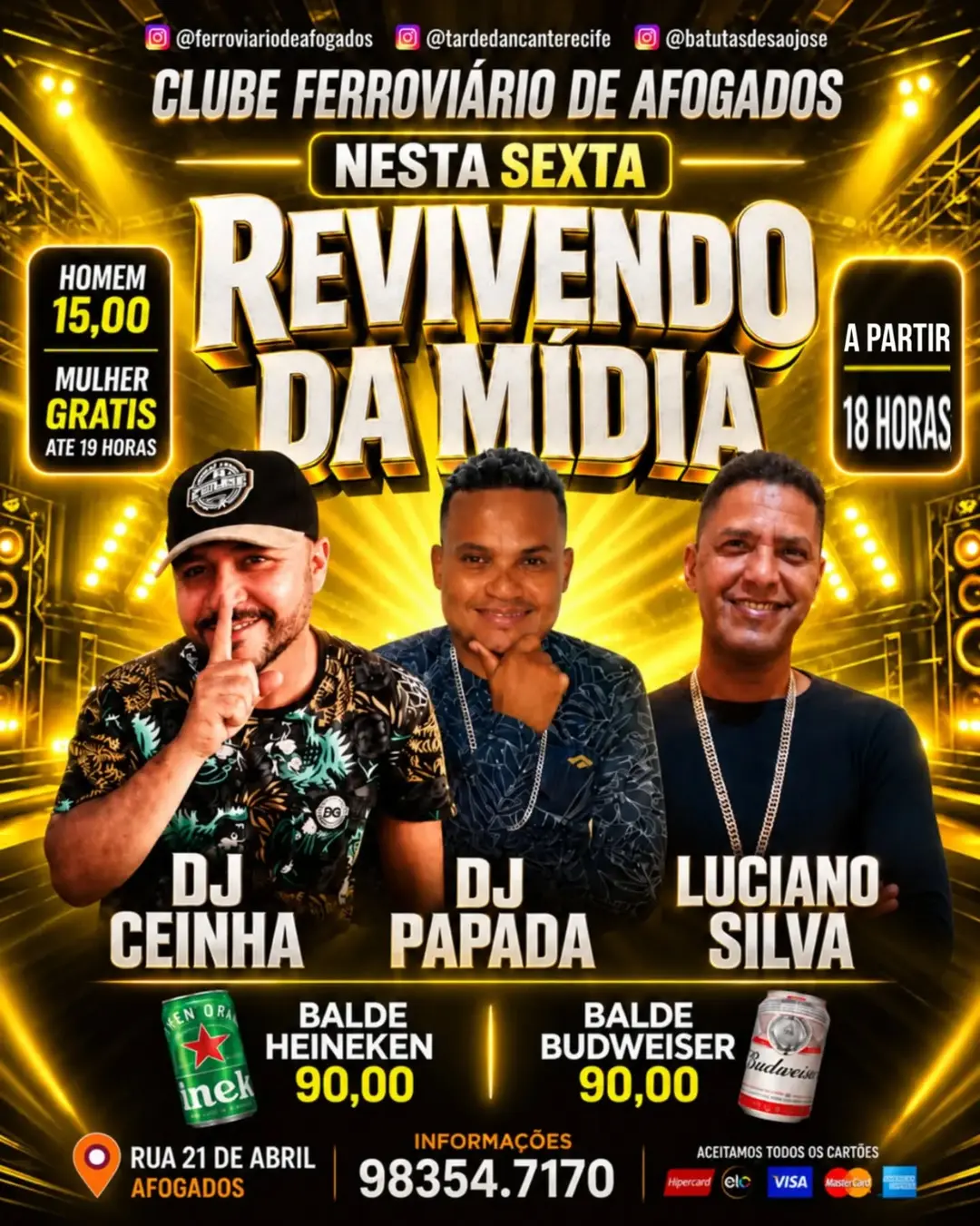 Flyer de CEINHA, PAPADA e Luciano Silva