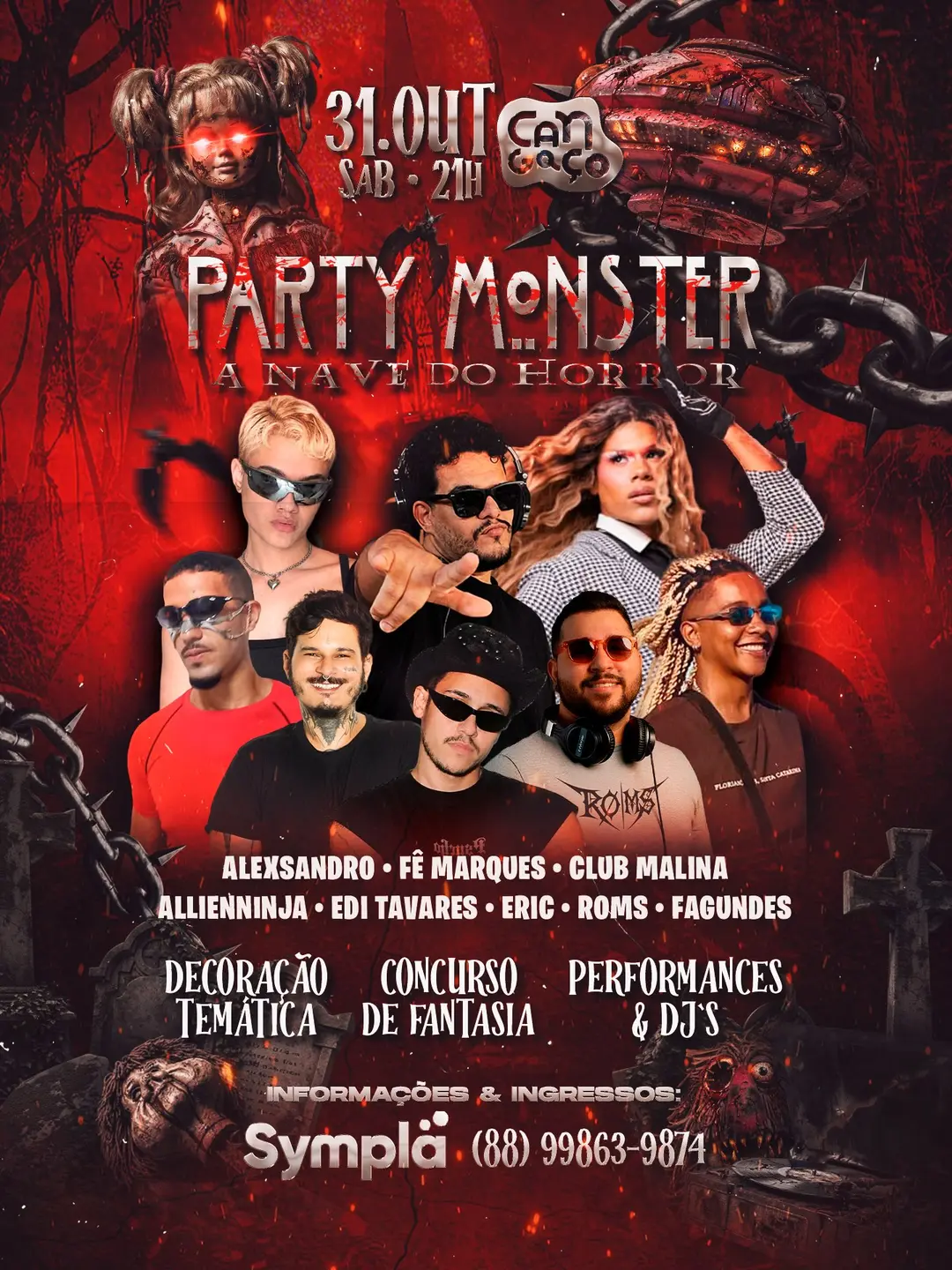 Flyer de Éric Marques, Alexandro, Fê Marques e mais 5 artistas