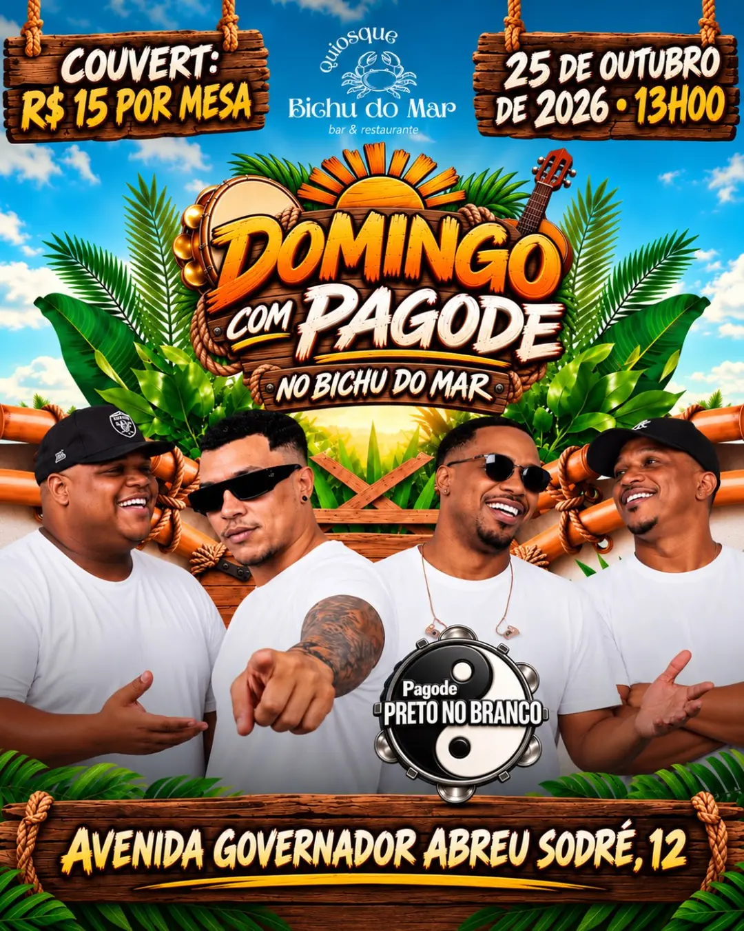 Flyer de Pagode Preto no Branco
