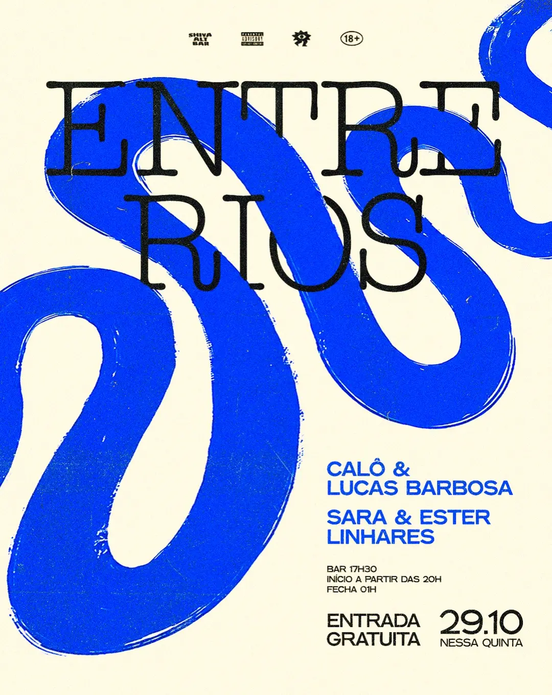 Flyer de Calô, Sara Linhares, Lucas Barbosa e esterlinharesm