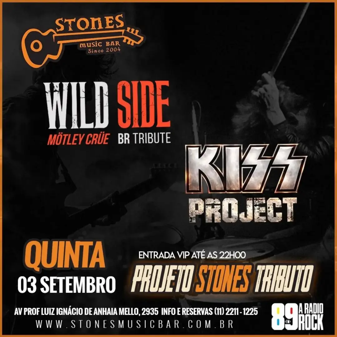 Flyer de Wild Side, Kiss Project e Guilherme Arce Silker