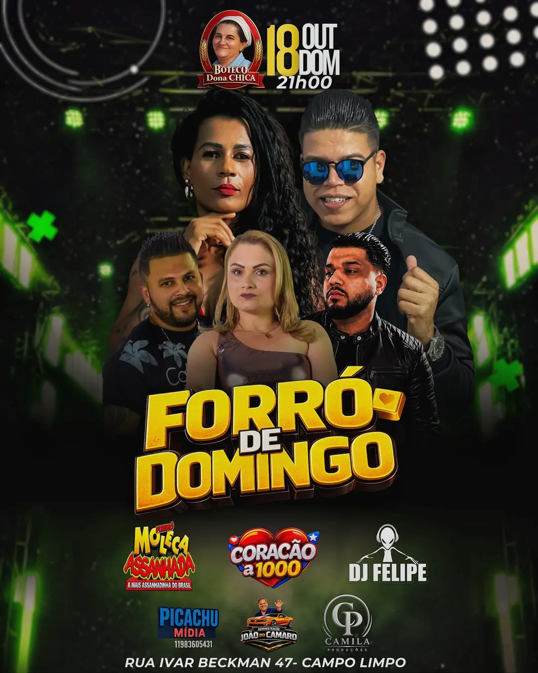 Flyer de DJ Felipe, Forró Moléca Assanhada e Coração a 1000